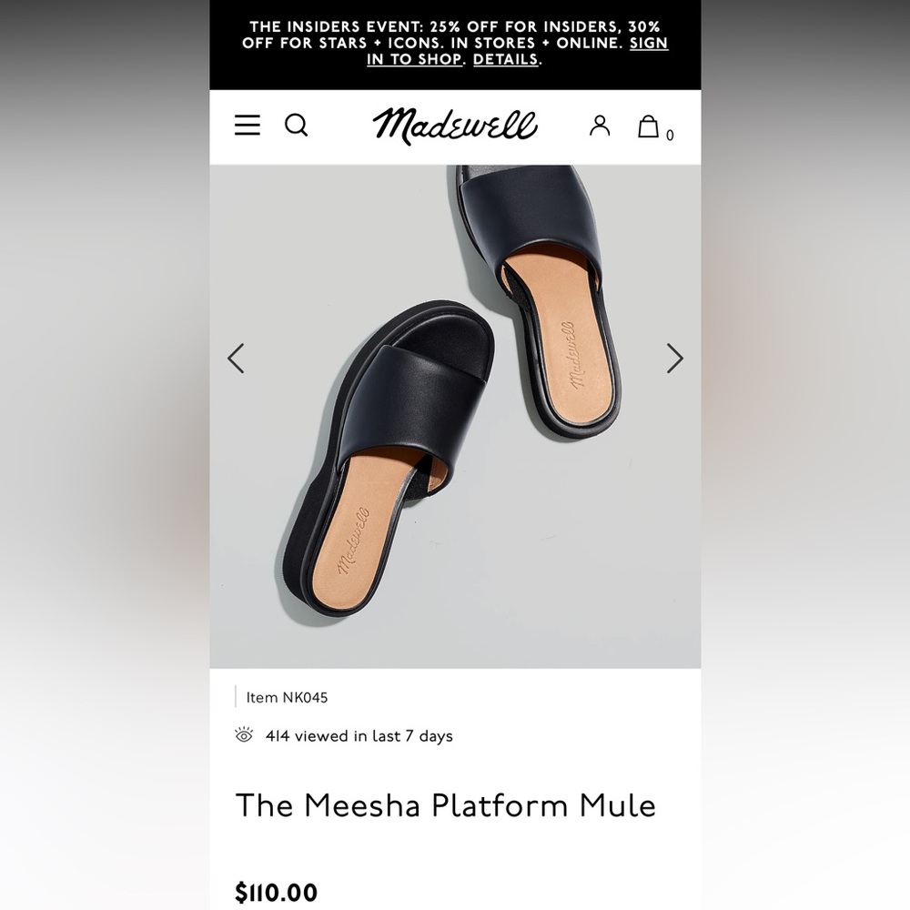 Madewell Meesha Platform Black Leather Mules Sandals 8.5